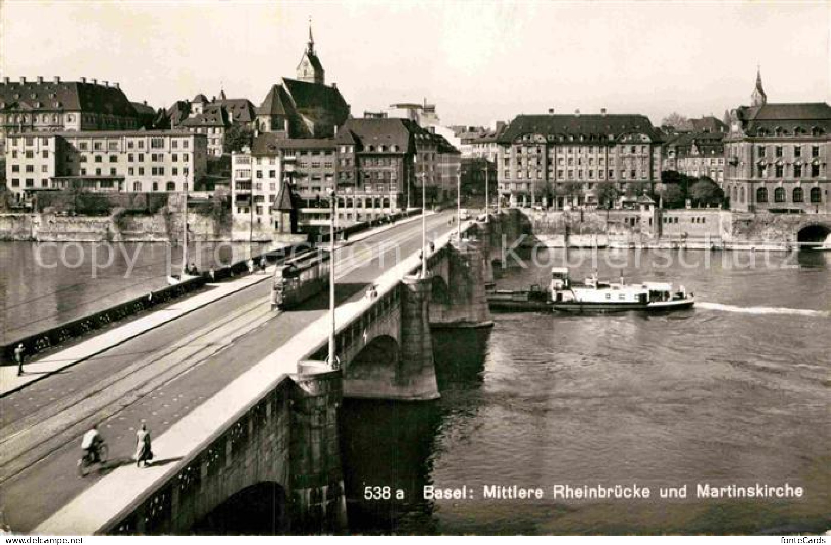 12892167 Basel BS Mittlere Rheinbruecke Und Martinskirche Basel - Altri & Non Classificati