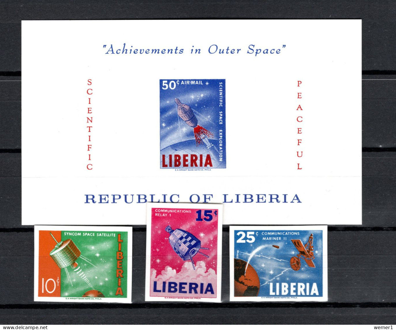 Liberia 1964 Space, Achievements In Outer Space Set Of 3 + S/s Imperf. MNH -scarce- - Africa