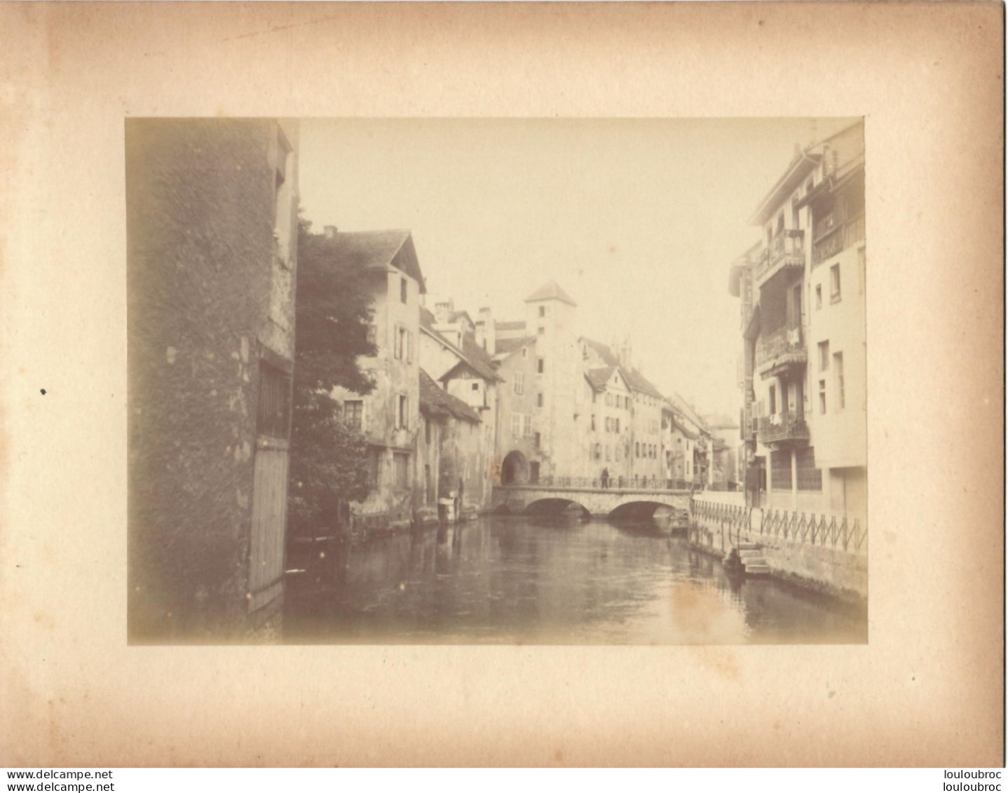 ANNECY CANAL DE THIOUX FIN 19em PHOTO ORIGINALE SUR CARTON 23x18CM FORMAT PHOTO 16X12CM - Alte (vor 1900)