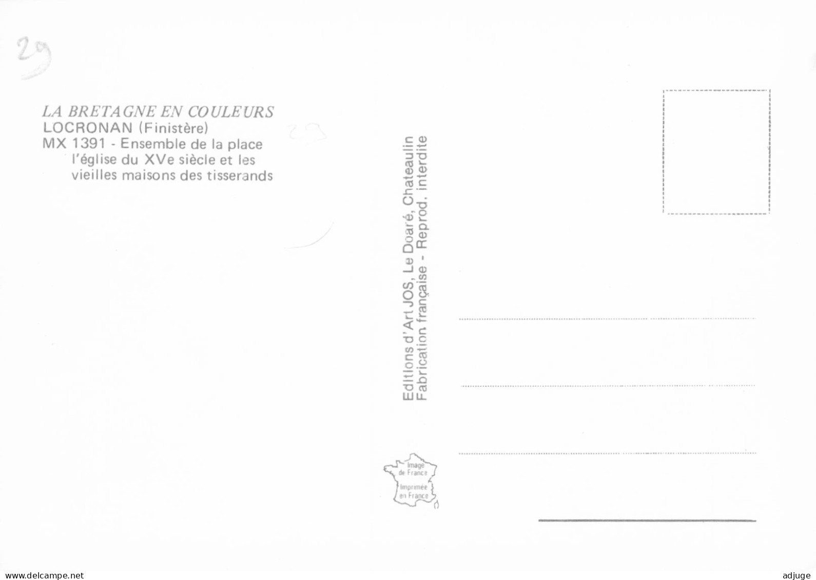 CPM-29- LOCRONAN - La Place, L'Eglise Et Les Vieilles Maisons Des Tisserands TBE**2 Scans - Locronan