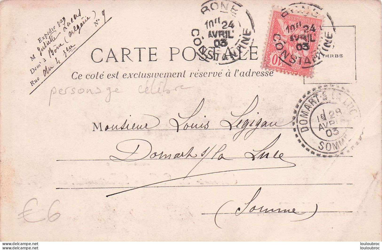 EMILE LOUBET SOUVENIR DU VOYAGE PRESIDENTIEL EN ALGERIE 04/1903  BATEAU JEANNE D'ARC - Persönlichkeiten