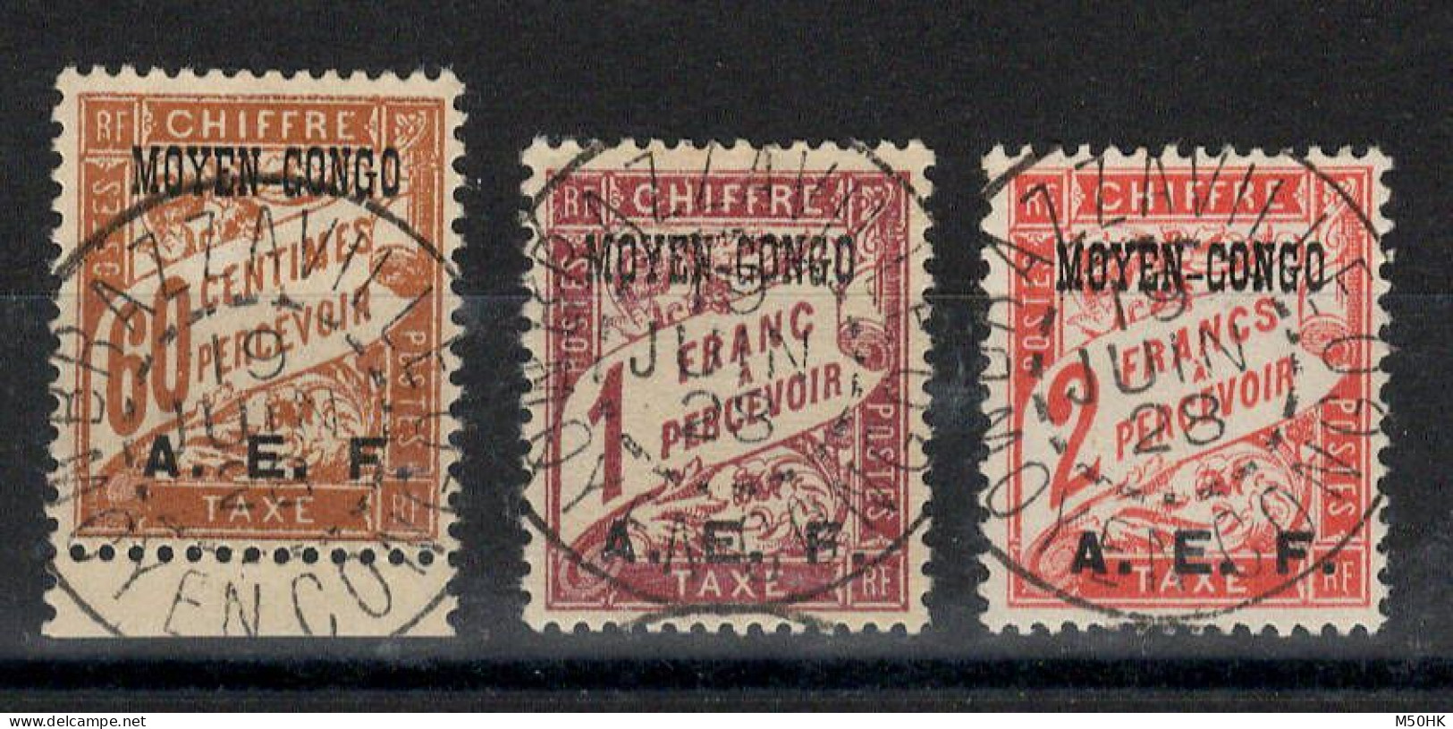 Congo - Taxe YV 8 / 9 / 10 Oblitérés Plein Centre , Cote 13 Euros - Used Stamps