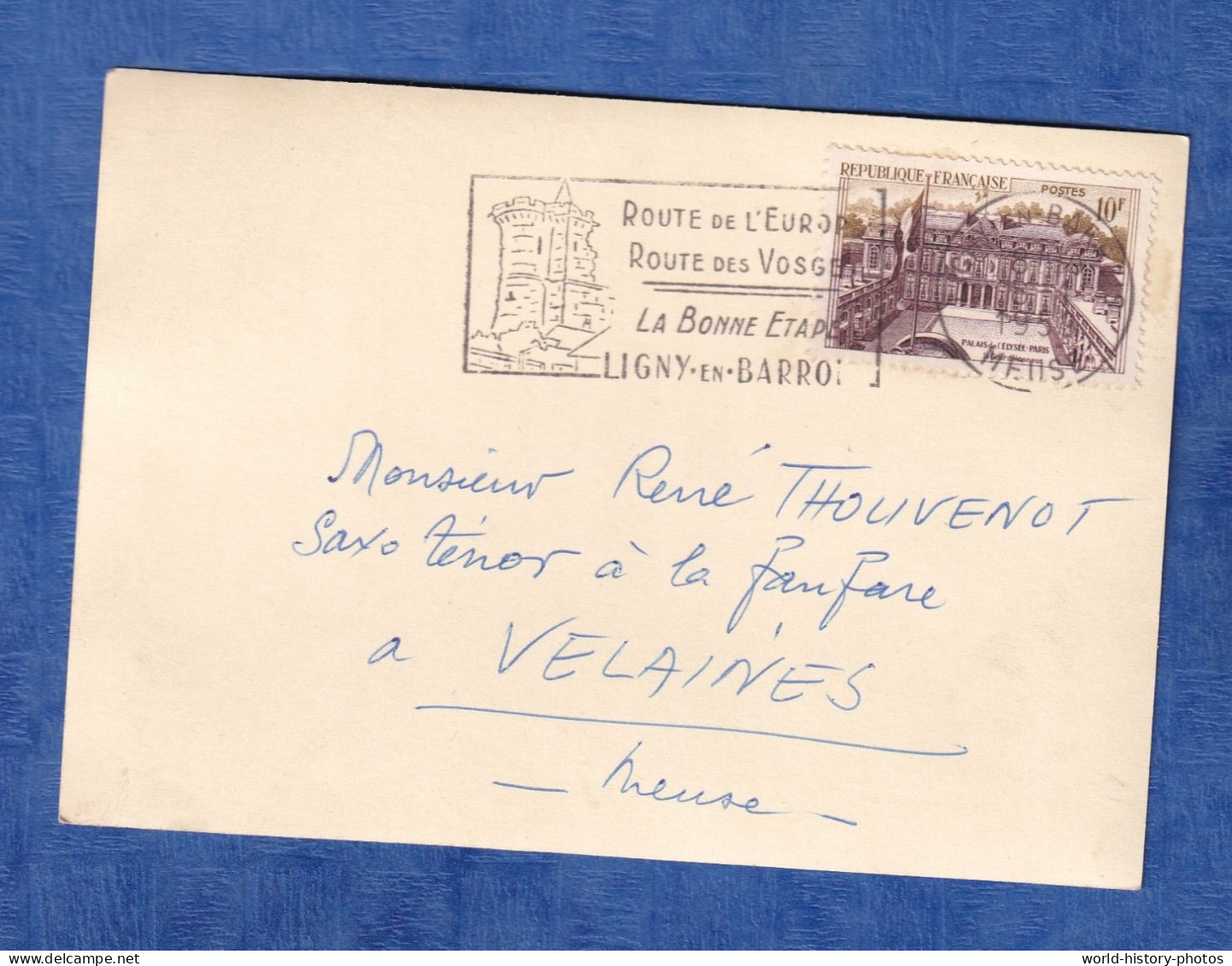Carte Photo Envoyée Par La Poste - LIGNY En BARROIS Ou VELAINES - Portrait Du Chef De Fanfare - 1959 - Meuse - Autres & Non Classés