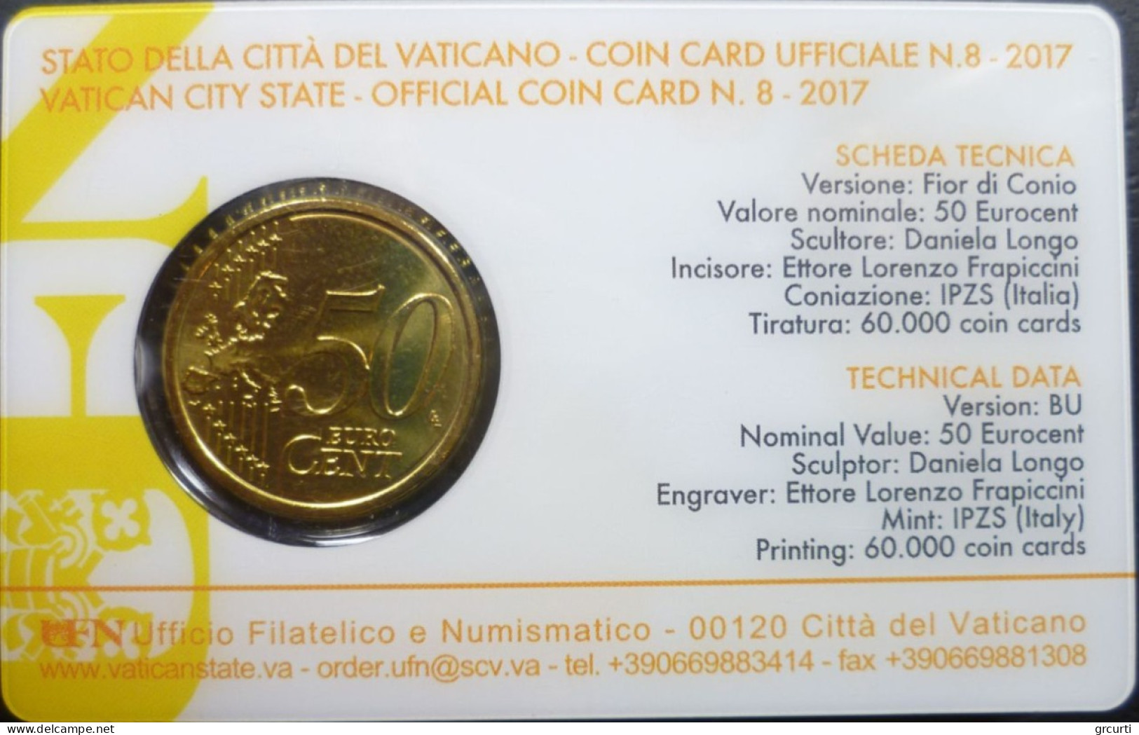 Vaticano - 50 Centesimi 2017 - Coincard N. 8 - UC# 6 - Vaticano (Ciudad Del)