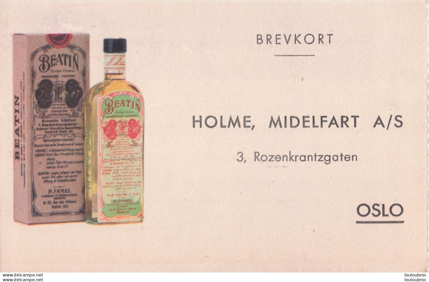 PUBLICITE SIROP BEATIN  OSLO NORVEGE  AVEC NOTICE - Advertising