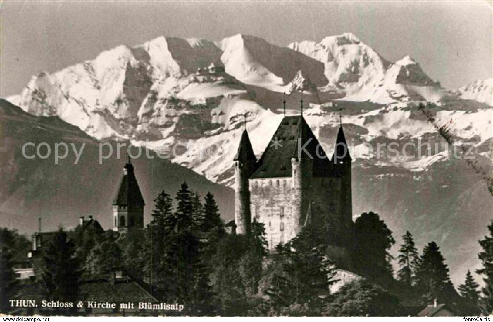12875199 Thun BE Schloss Kirche Bluemlisalp Berner Alpen Thun - Andere & Zonder Classificatie