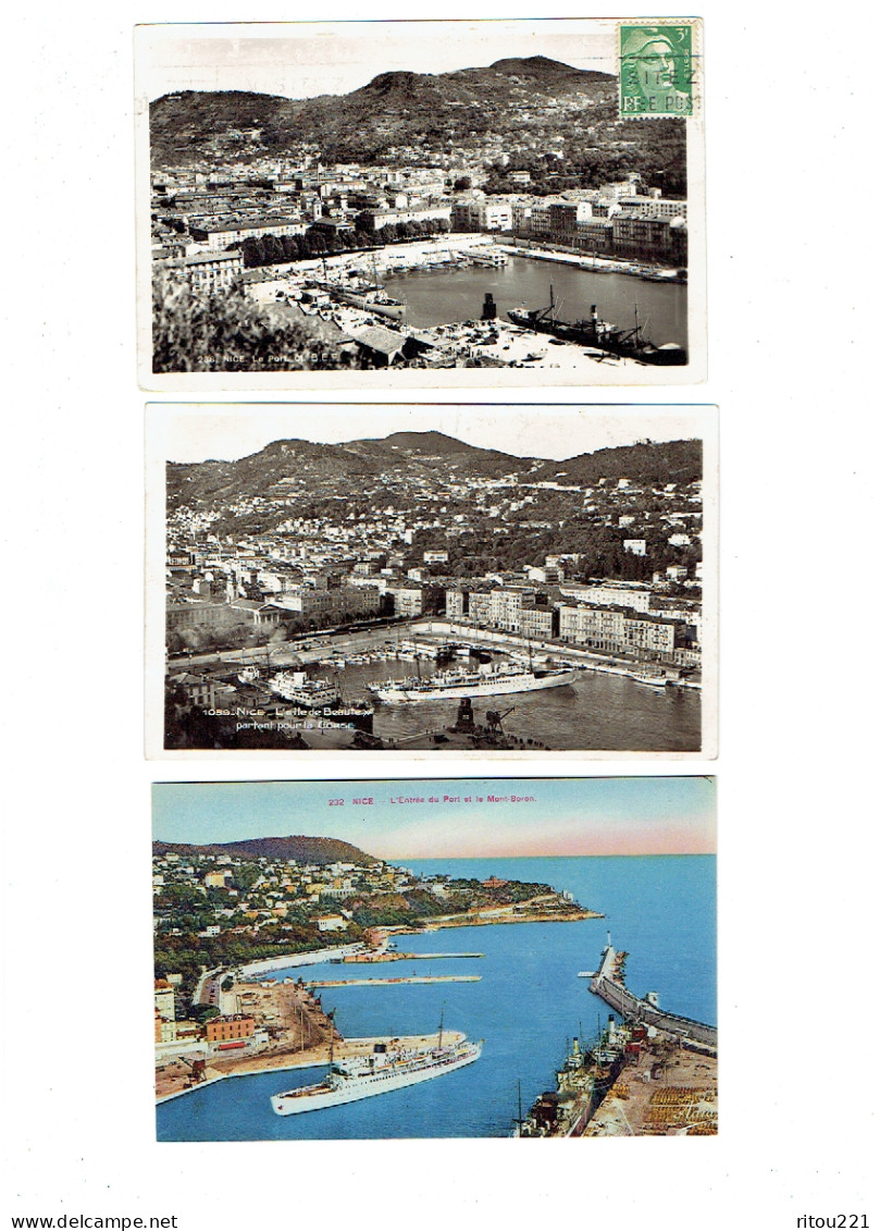 Lot 3 Cpa - 06 - NICE - Le Port Bateau L'Ile De Beauté Partant Pour La Corse - Lots, Séries, Collections