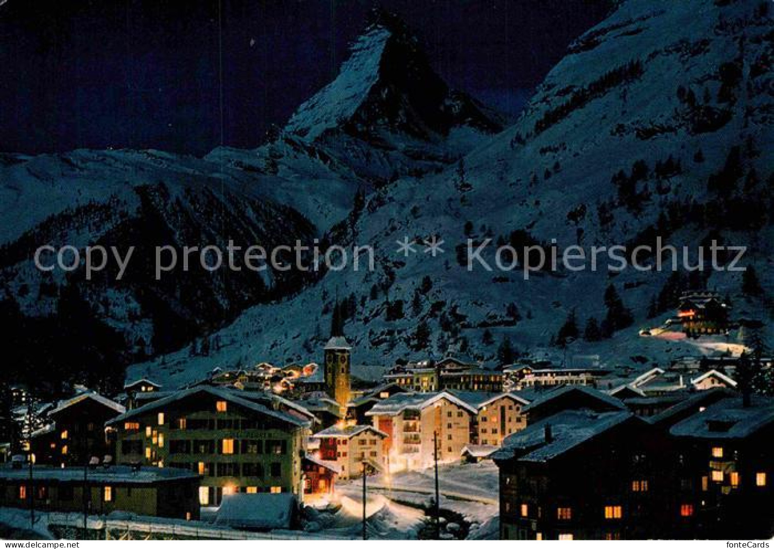 12864697 Zermatt VS Mit Matterhorn Bei Mondschein Zermatt - Other & Unclassified