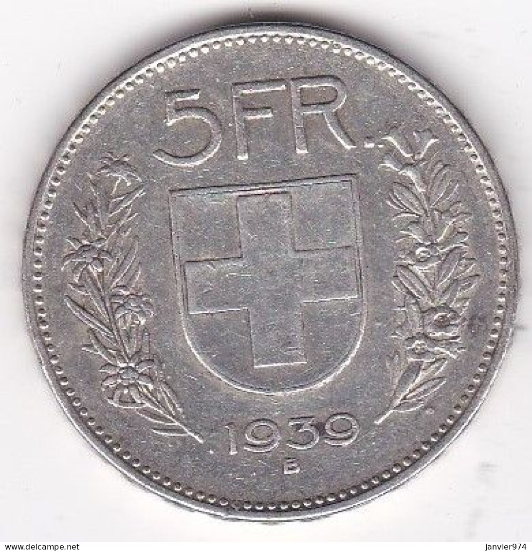 Suisse 5 Francs 1939 B En Argent - 5 Franken