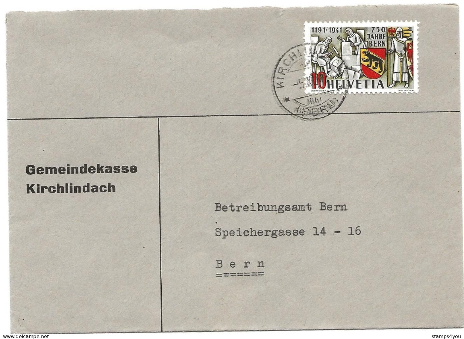 112 - 46 - Eneloppe Envoyée De Kirchlindach 1941 - Briefe U. Dokumente