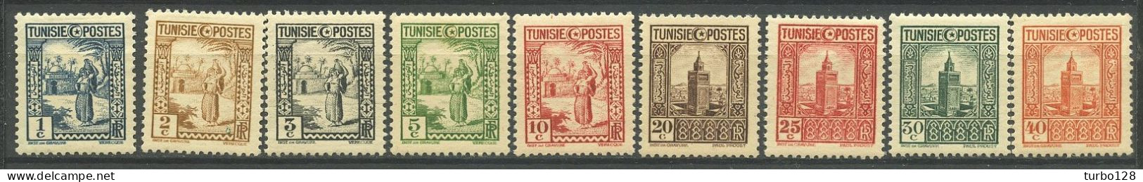 TUNISIE 1931 N° 161/165 167/170 ** * Neufs MNH MH Légère TTB C * 5.25 € Femme Porteuse D'eau Grande Mosquée De Tunis - Ungebraucht