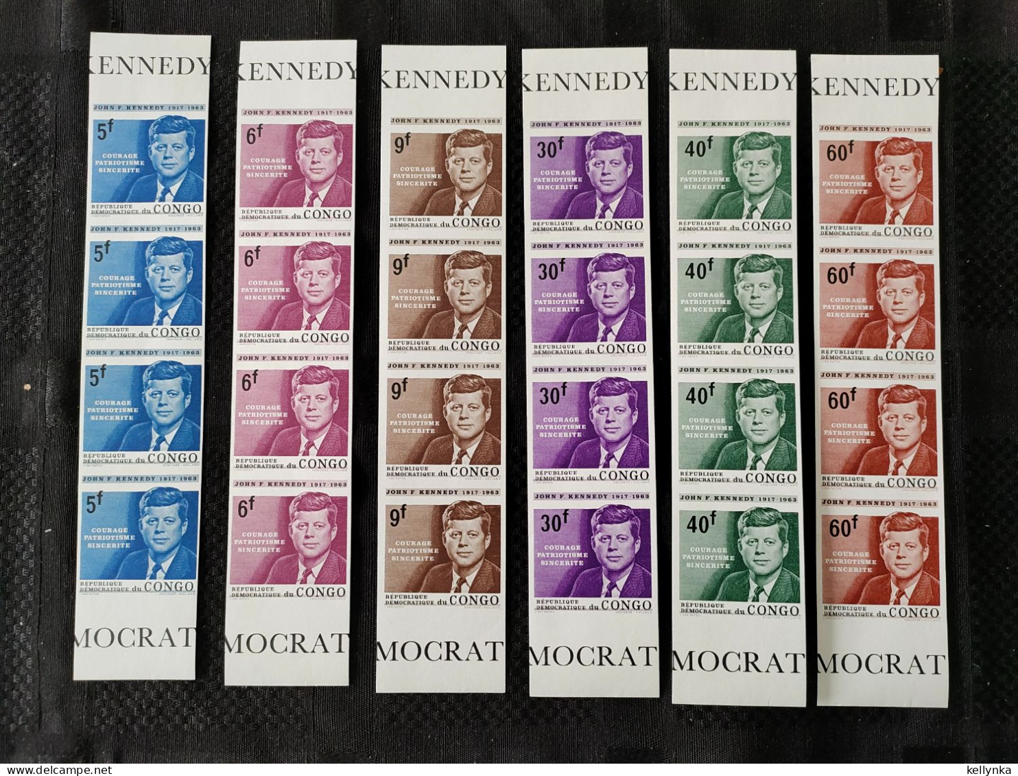 République Du Congo - 567/572 - Bandes De 4 - Kennedy - Non Dentelé - Ongetand - Imperforated - 1964 - MNH - Mint/hinged