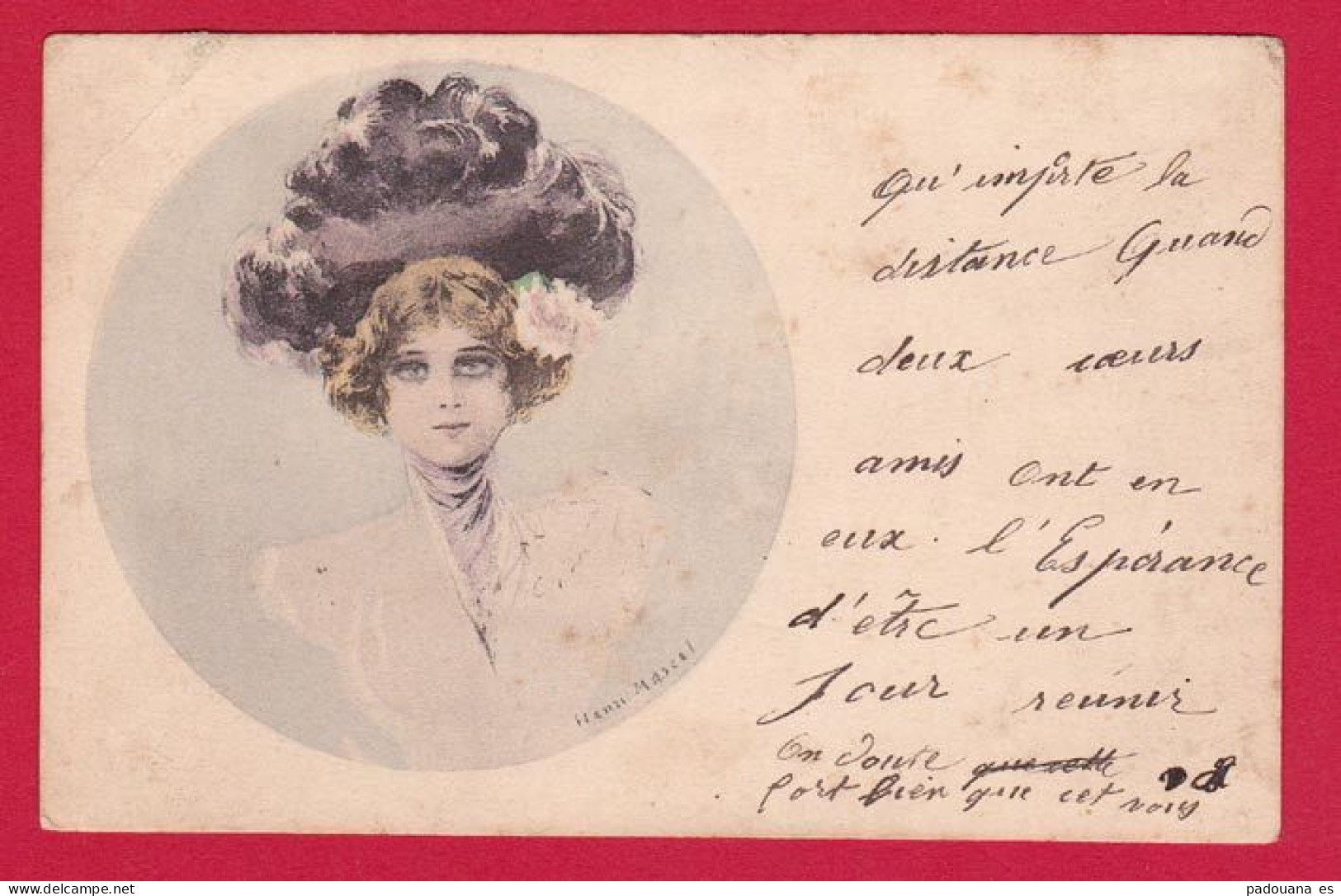 AE583 FANTAISIES FEMME CHIGNON COIFFURE ILLUSTRATEUR HENRI MARCEL 1904 - Donne