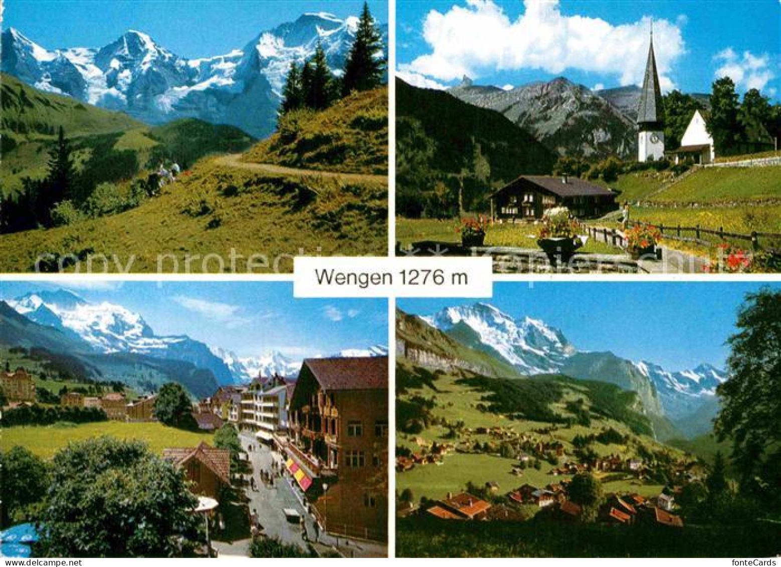 12859019 Wengen BE Eiger Moench Jungfrau Dorfstrasse Evangelische Kirche Breitho - Andere & Zonder Classificatie