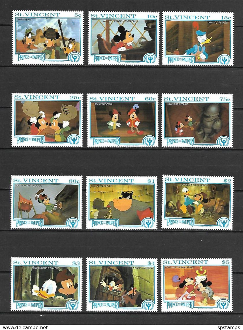 Disney Set St Vincent 1991 The Prince And The Pauper MNH - Disney