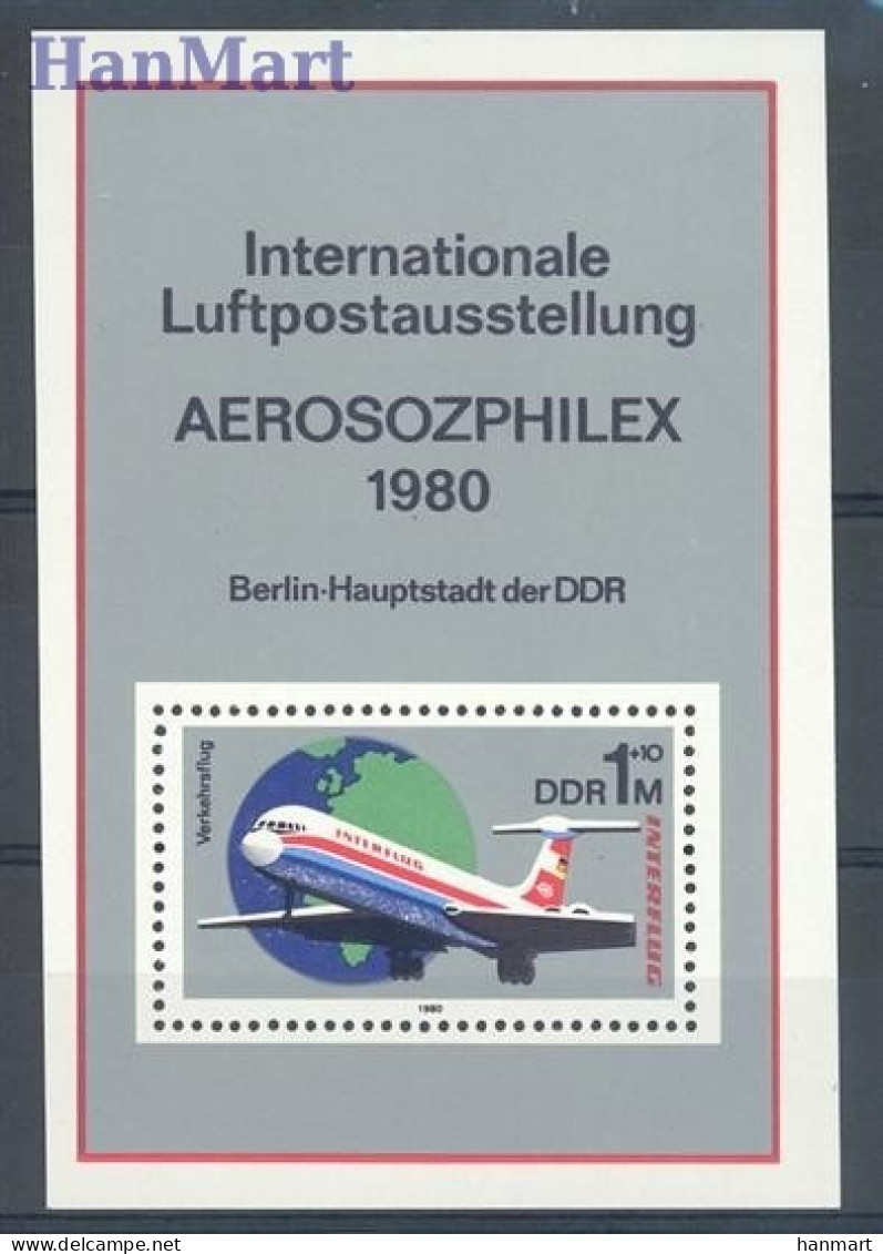 Germany, Democratic Republic (DDR) 1980 Mi Block 59 MNH  (ZE5 DDRbl59) - Airplanes