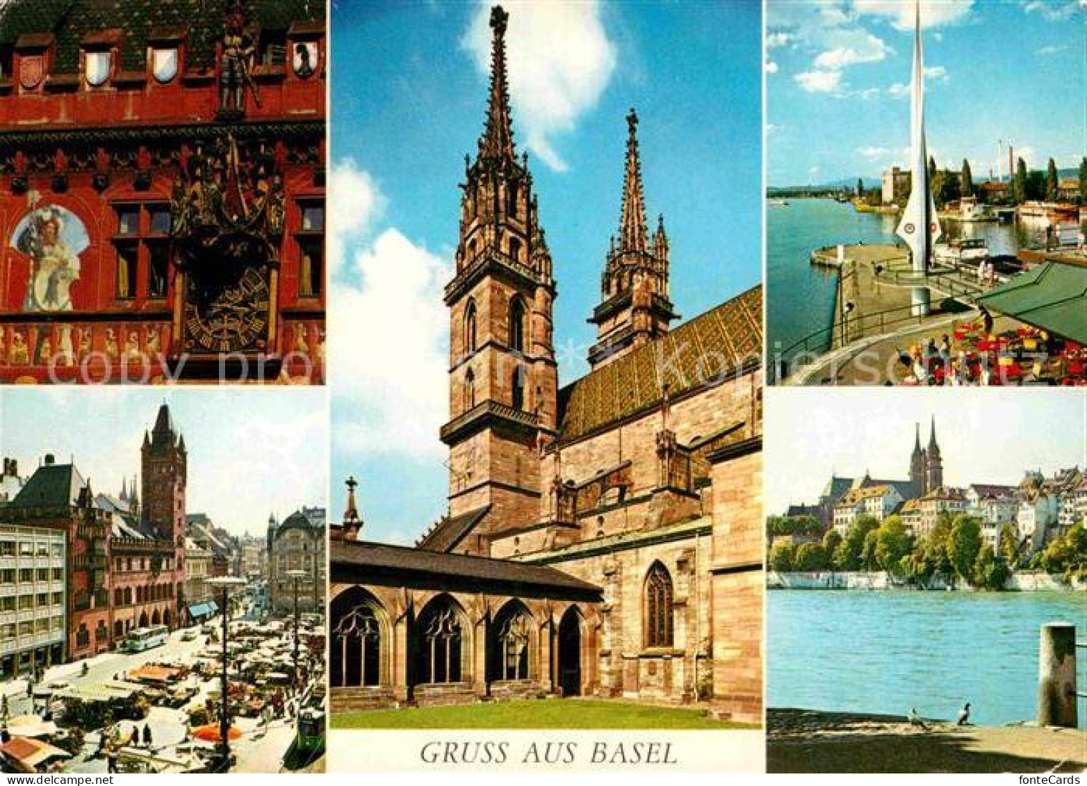 12848797 Basel BS Marktplatz Rathaus Muenster Partie Am Rhein Basel - Sonstige & Ohne Zuordnung