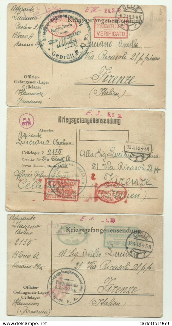 3 CARTOLINE PRIGIONIERI DI GUERRA CELLE LAGER 1918 HANNOVER FP - War 1914-18