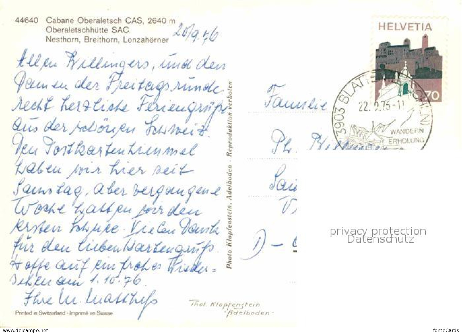 12846389 Oberaletsch Oberaletschhuette Nesthorn Breithorn Lonzahoerner Oberalets - Sonstige & Ohne Zuordnung