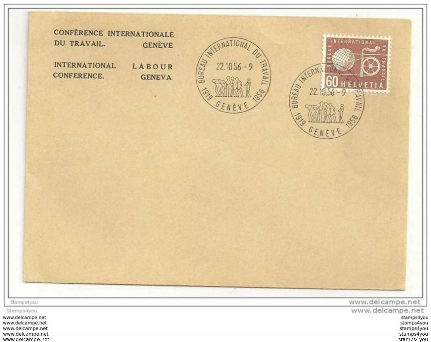125 - 21 - Enveloppe Avec Timbre Service BIT Et Oblit Spéciale 1er Jour 1956 - Service