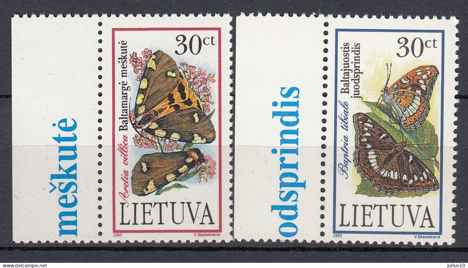 LITHUANIA 1995 Fauna Insects Butterflies MNH(**) Mi 589-590 #Lt1136 - Lituania