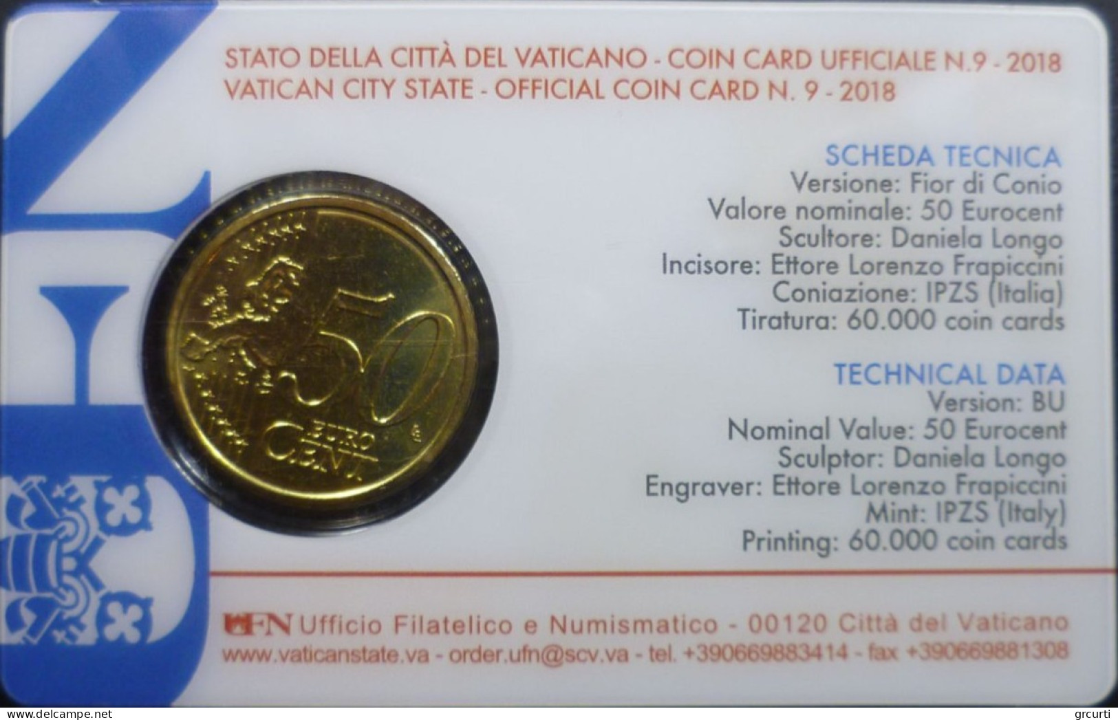 Vaticano - 50 Centesimi 2018 - Coincard N. 9 - UC# 6 - Vaticano (Ciudad Del)