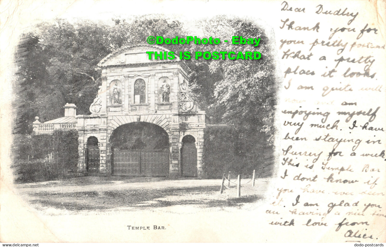 R359642 Temple Bar. Postcard. 1903 - Monde