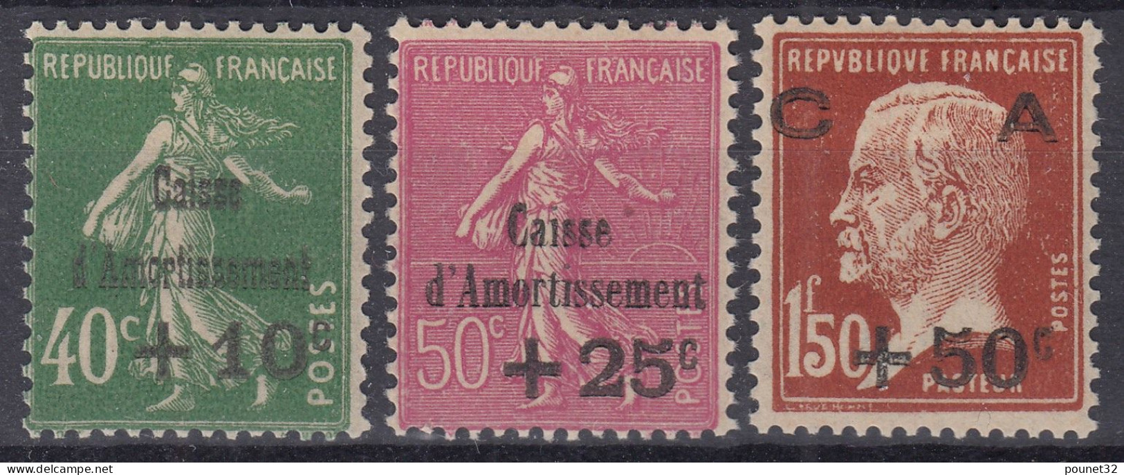 TIMBRE FRANCE SERIE CAISSE D'AMORTISSEMENT N° 253/255 NEUVE * GOMME AVEC CHARNIERE - 1927-31 Sinking Fund