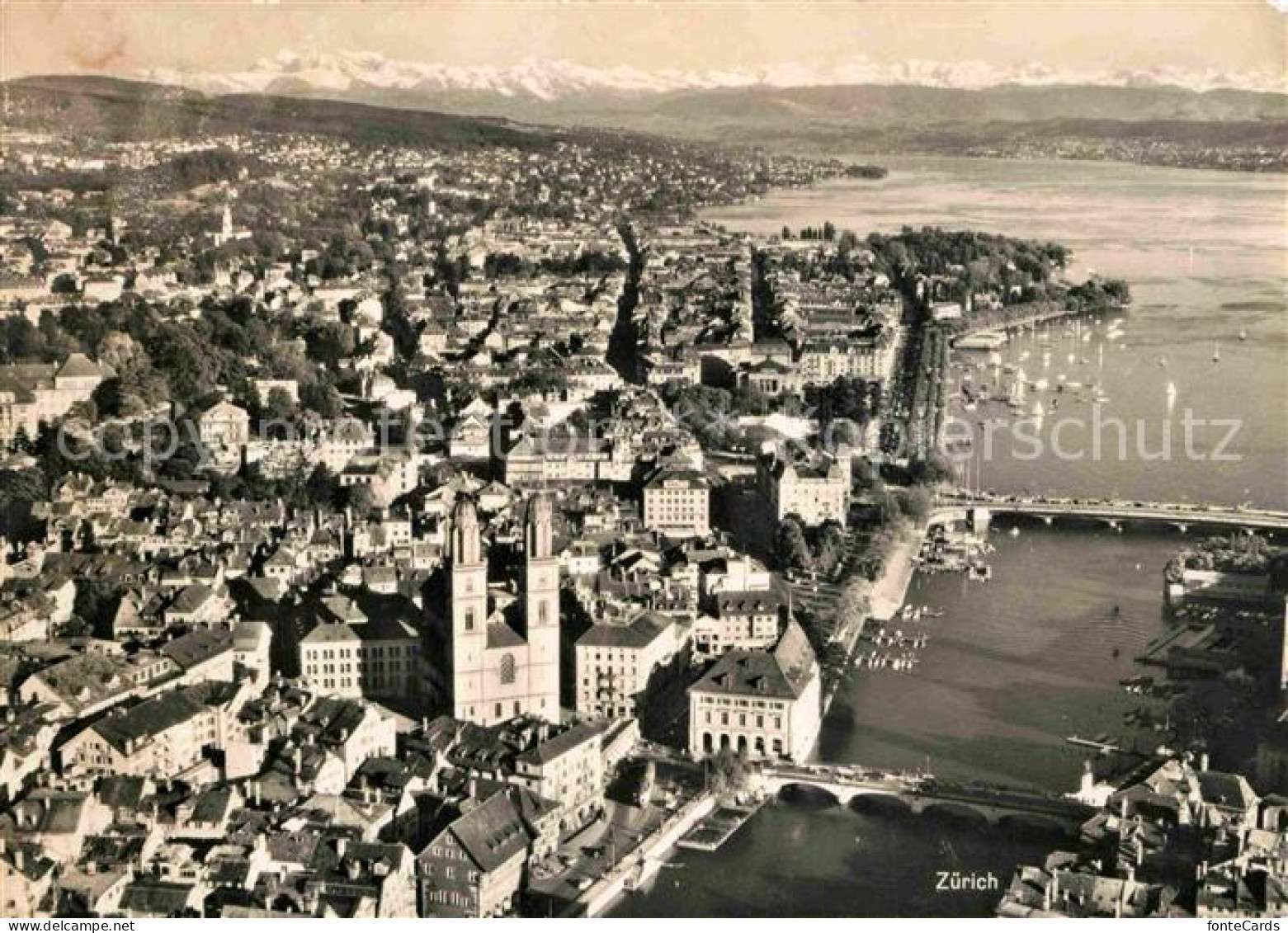 12831439 Zuerich ZH Fliegeraufnahme Mit See Und Alpen Zuerich - Andere & Zonder Classificatie