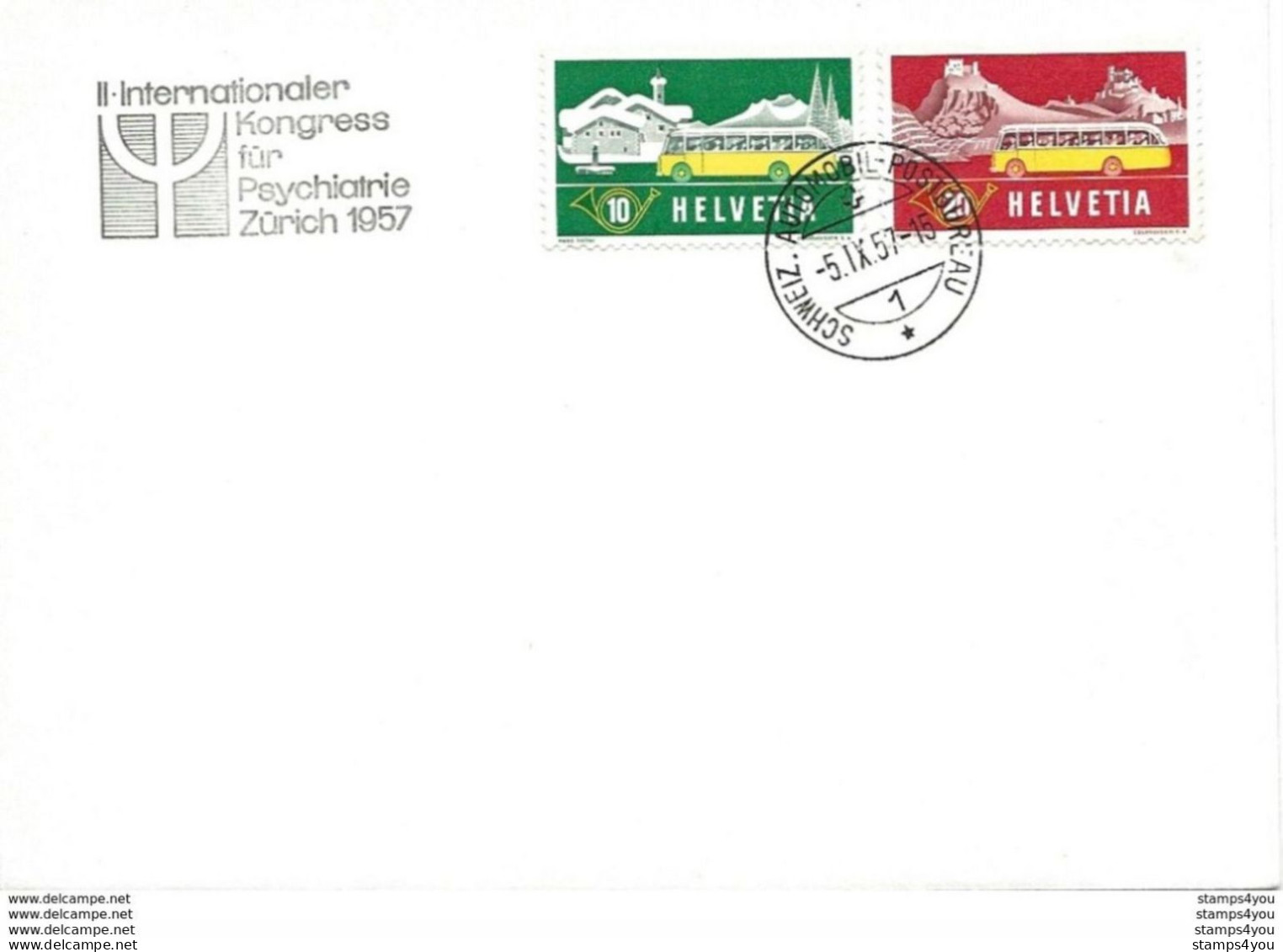 125 - 51 - Enveloppe Avec Oblit Spéciale "II. Internationaler Kongress Für Psychiatrie Zürich 1957" - Postmark Collection