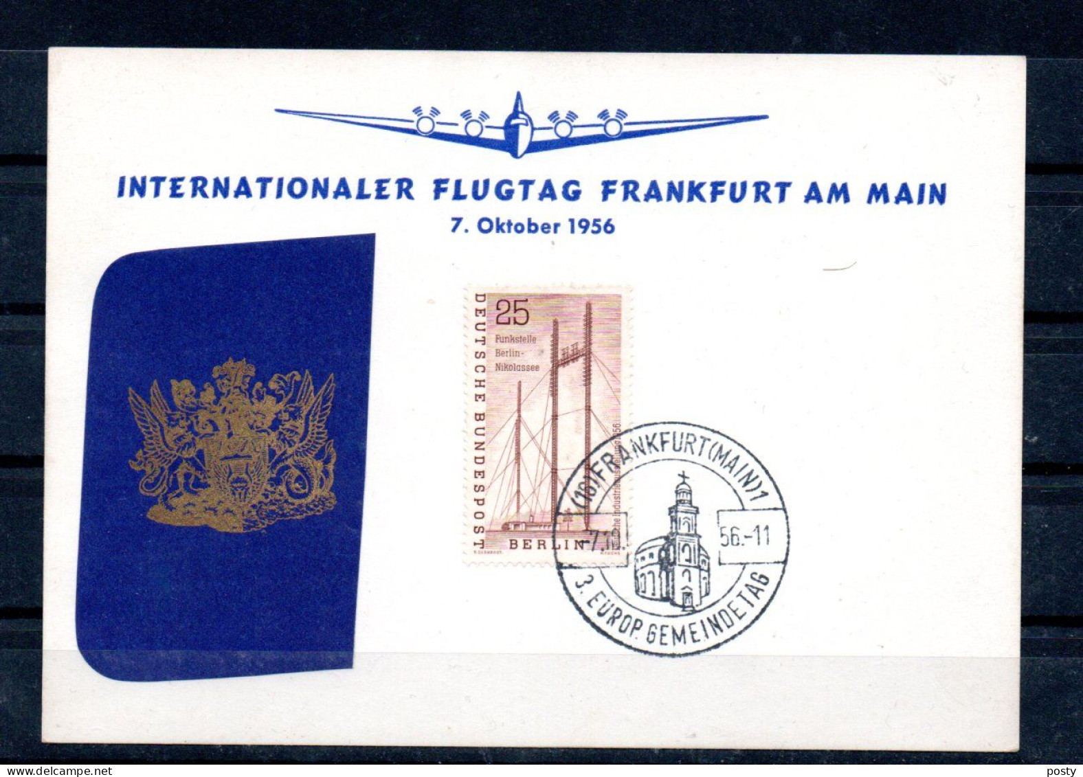 ALLEMAGNE - GERMANY - 1956 - SOUVENIR PHILATELIQUE - GEDENKKARTE - INTERNATIONALER FLUGTAG FRANKFURT - 7/10/56 - - Cartas & Documentos