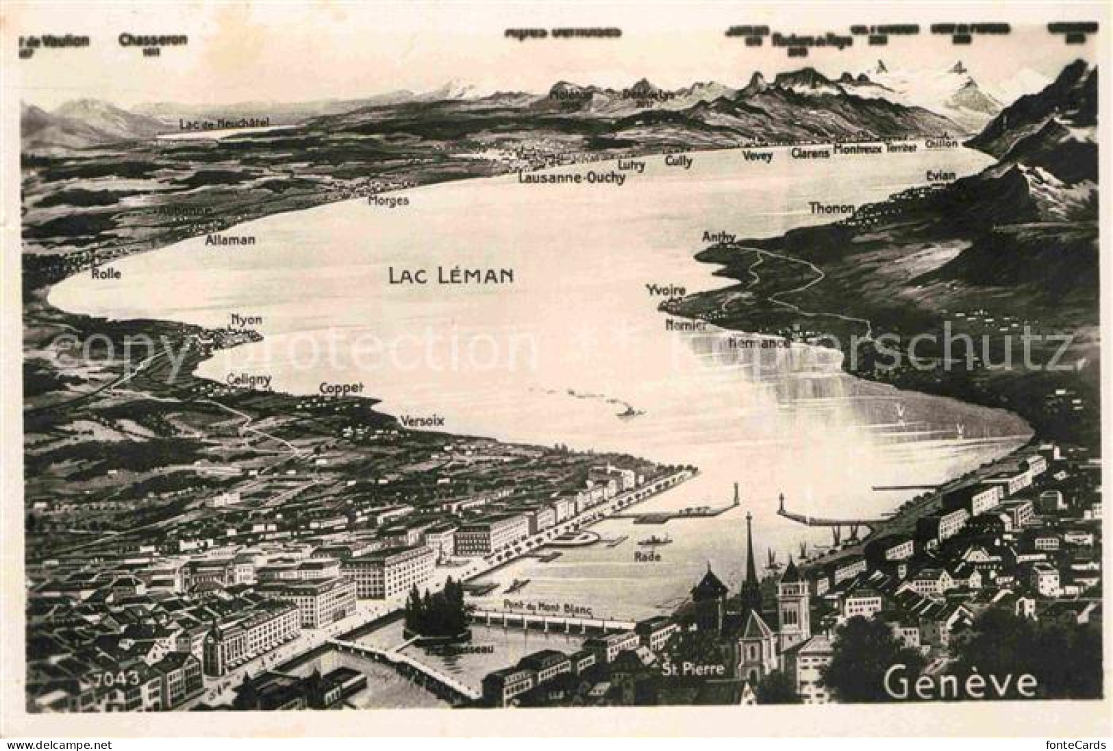 12826467 Geneve GE Lac Leman Panoramakarte  Geneve - Andere & Zonder Classificatie