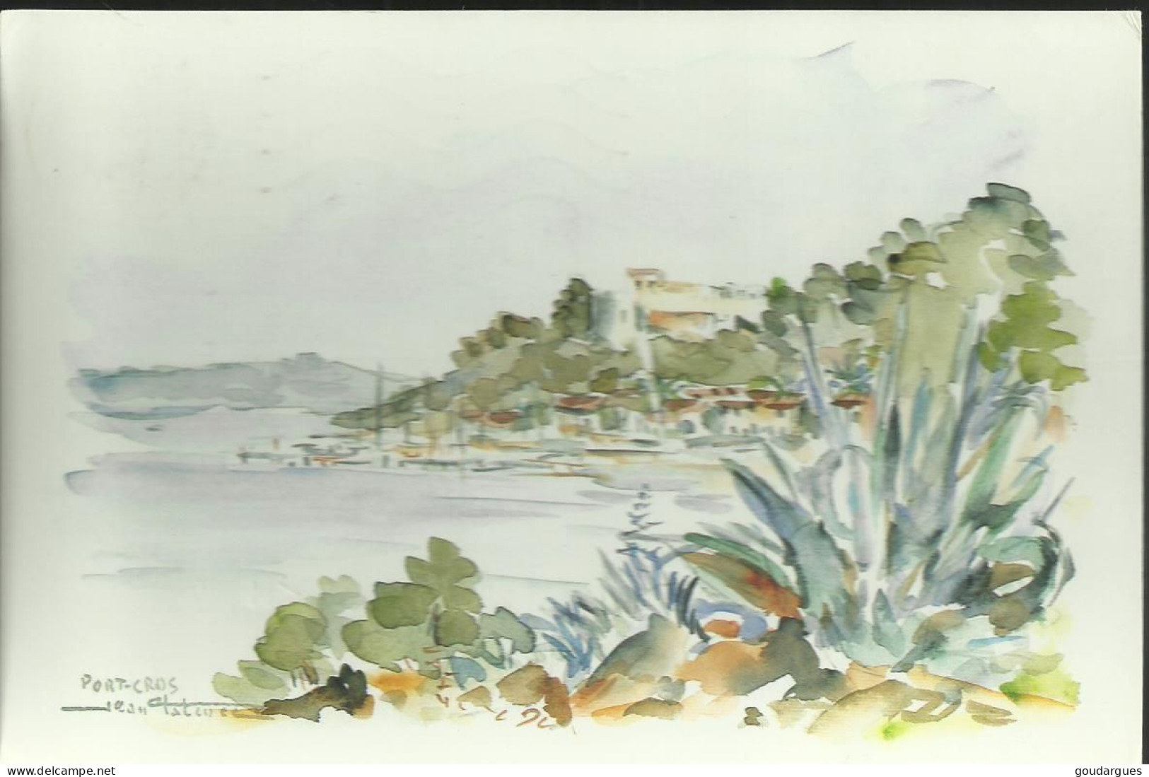 Ile De Port-Cros - La Baie - Le Village - Aquarelle Originale De Jean Falcucci - (P) - Autres & Non Classés