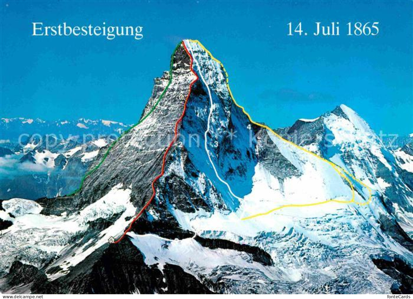 12820457 Matterhorn VS Bergsteiger Routen Erstbesteigung 1865 Route Ueber Den Ho - Sonstige & Ohne Zuordnung