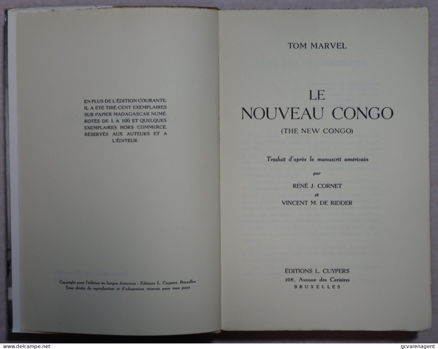 LE NOUVEAU CONGO PAR TOM MARVEL = BON ETAT = 360 PAGES = 225 X 150 X 35 MM.  ZIE AFBEELDINGEN - Belgien