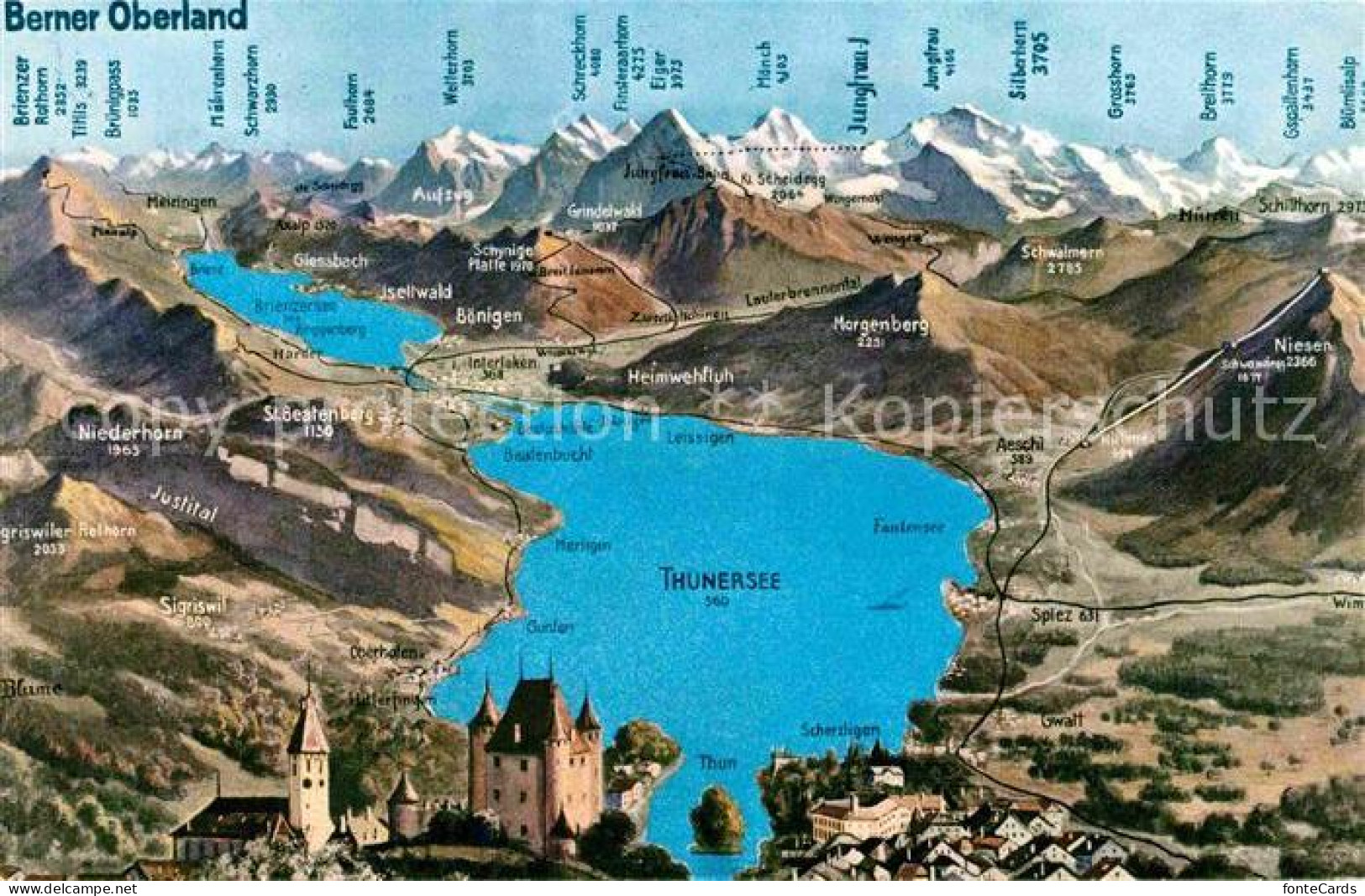 12814237 Thunersee Landkarte Berner Oberland Thun - Andere & Zonder Classificatie