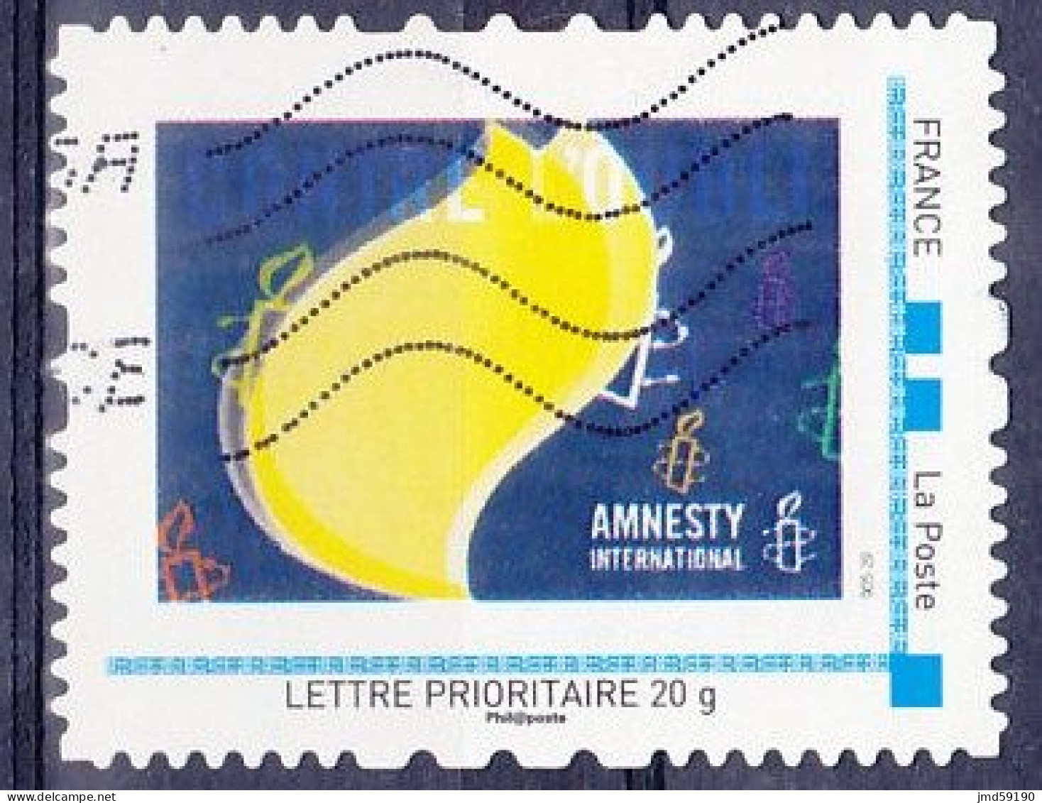 MonTimbraMoi Personnalisé Oblitéré "AMNESTY INTERNATIONAL", Lettre 20gr - Otros & Sin Clasificación