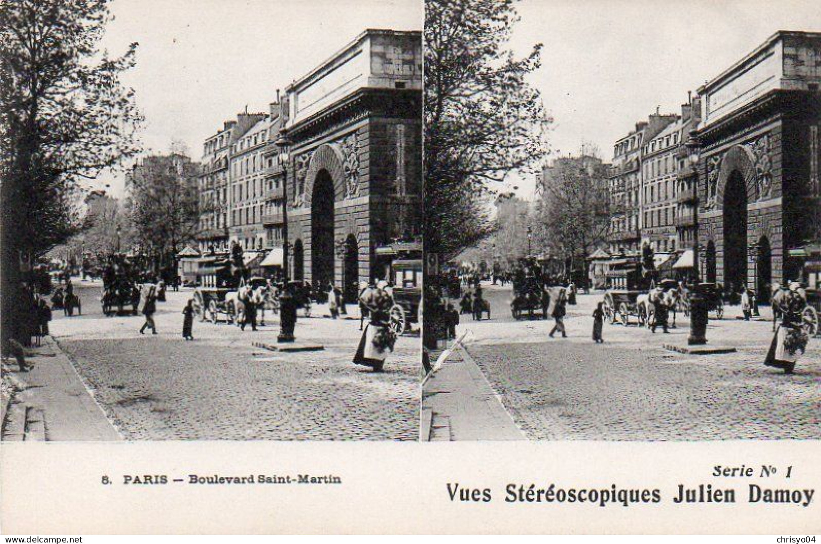 4V4Sb   Photo Vue Stéréoscopique Julien Damoy Paris Boulevard St Martin - Photographie