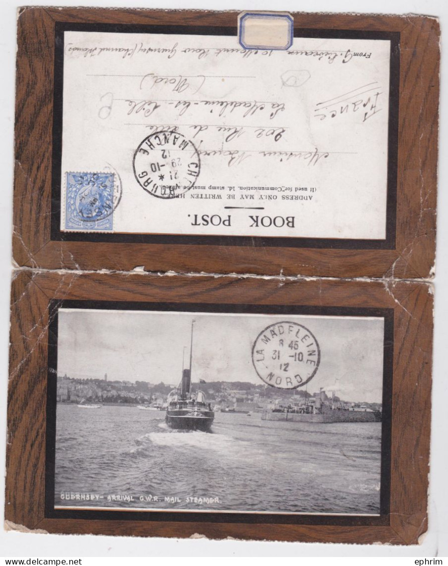 Guernsey Arrival GWR Mail Steamer Book Post Stamp Cancellation 1912 Bateau Postal Guernesey - Guernsey