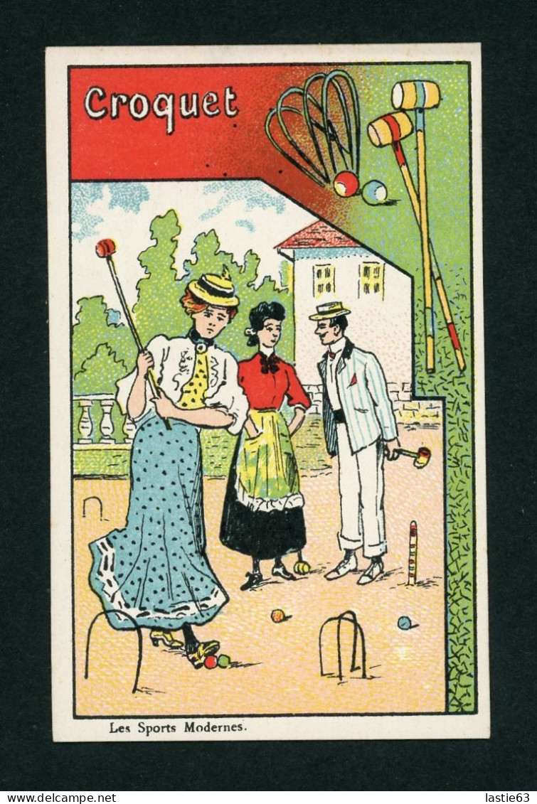 CHROMO   IMAGE  Les  Sports  Modernes   Courbe-Rouzet  Parfait état Jamais Collé  11x7 Cm   Croquet - Andere & Zonder Classificatie