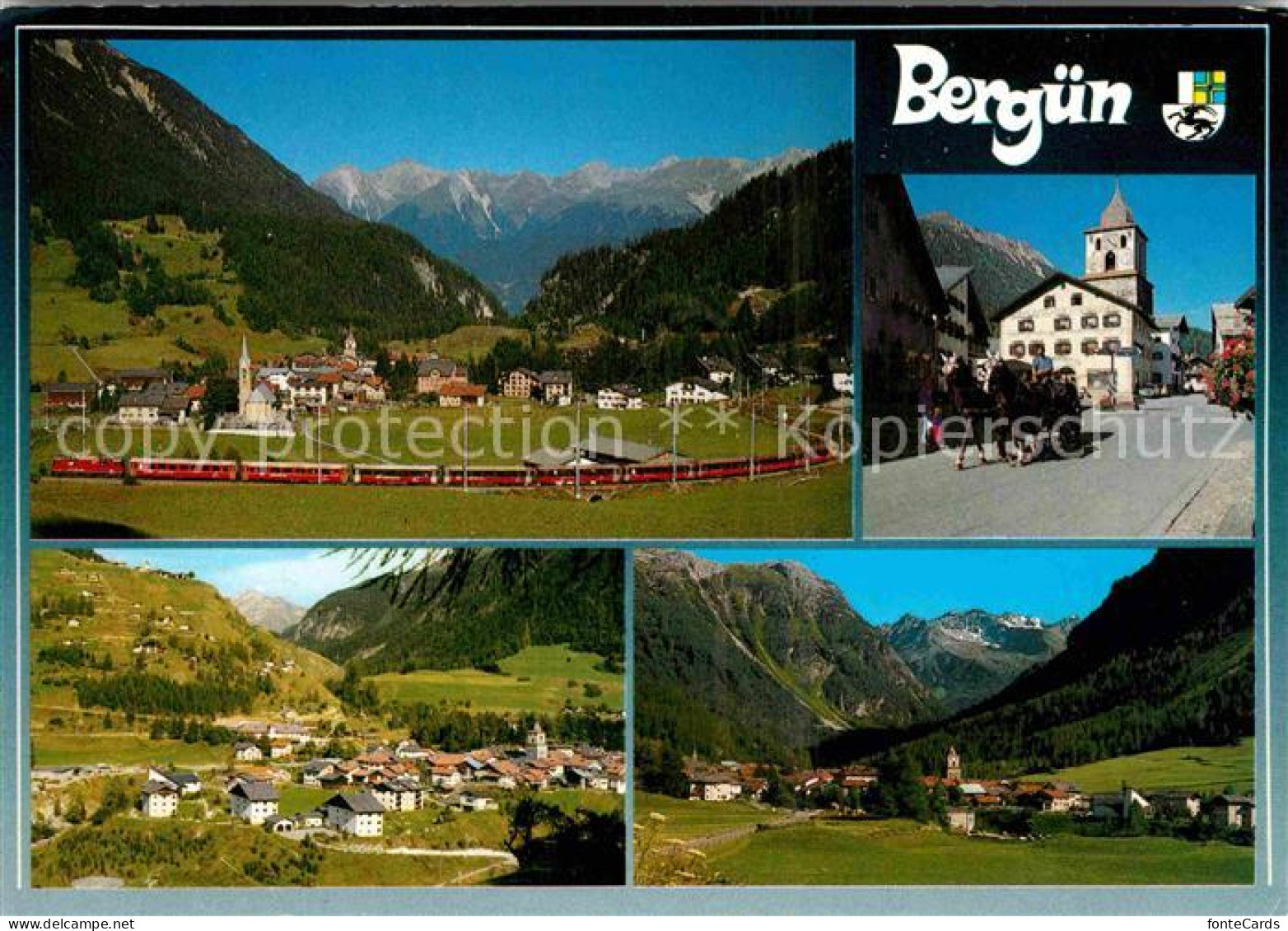 12803497 Berguen Bravuogn GR Panorama Albulatal Eisenbahn Pferdekutsche Alpen Be - Sonstige & Ohne Zuordnung