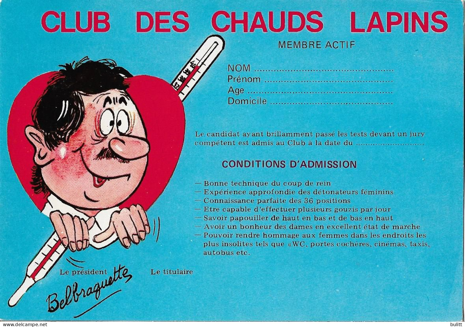 HUMOUR - CLUB DES CHAUDS LAPINS - Humor