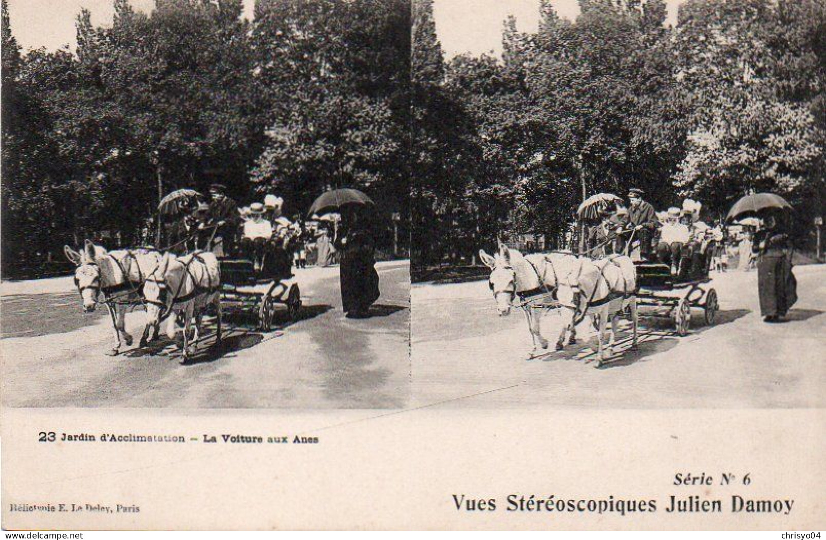 4V4Sb   Photo Vue Stéréoscopique Julien Damoy Paris Jardin D'Acclimatation La Voiture Aux Anes - Photographie