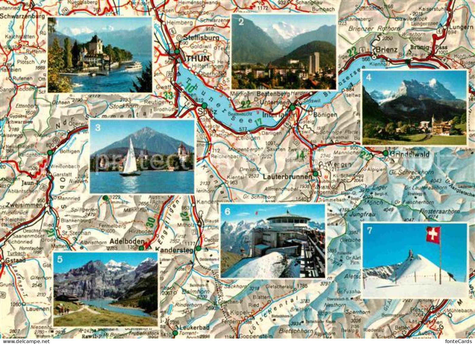 12800727 Thun BE Landkarte Berner Oberland Schloss See Berner Alpen Thun - Autres & Non Classés