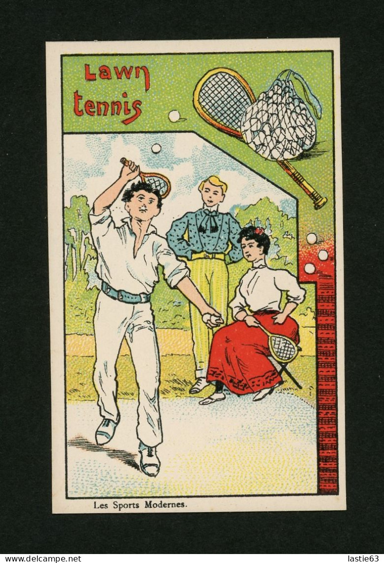 CHROMO   IMAGE  Les  Sports  Modernes   Courbe-Rouzet  Parfait état Jamais Collé  11x7 Cm  Lawn Tennis - Autres & Non Classés