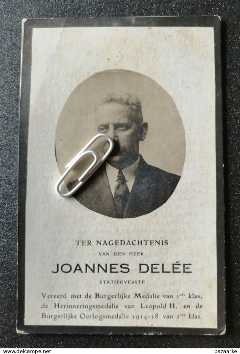 JOANNES DELÉE ° NEDERHEIM 1867 + NEERPELT 1920  / JOSEPHINE VRIJSEN / STAFOVERSTE / BURGELIJKE OORLOGSMEDAILLE 1914-18 - Andachtsbilder