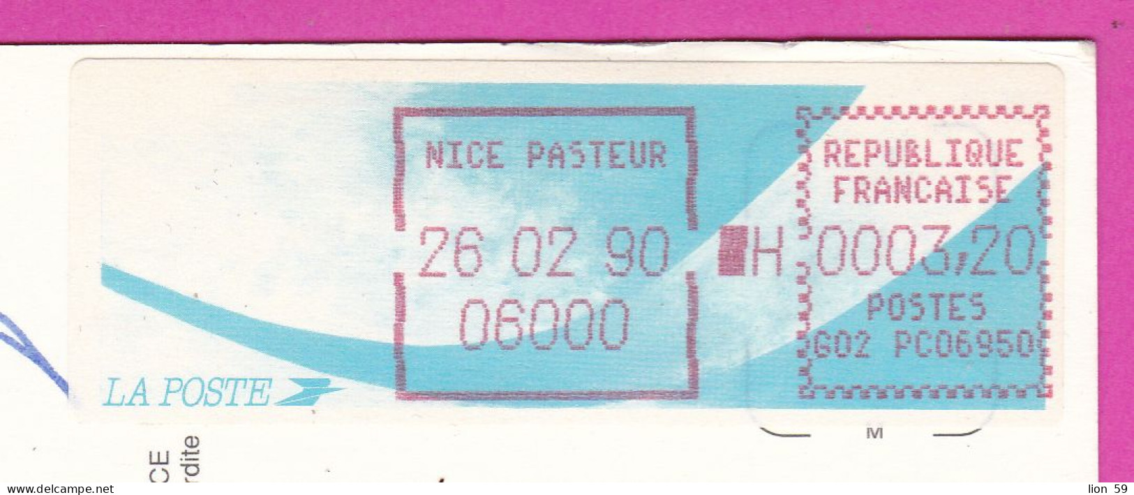 294100 / France - La Côte D'Azur NICE Bataille De Fleurs Two Women PC 1990 USED 3.20 Fr- 26.02.90. Machine Stamps (ATM) - 1990 « Oiseaux De Jubert »