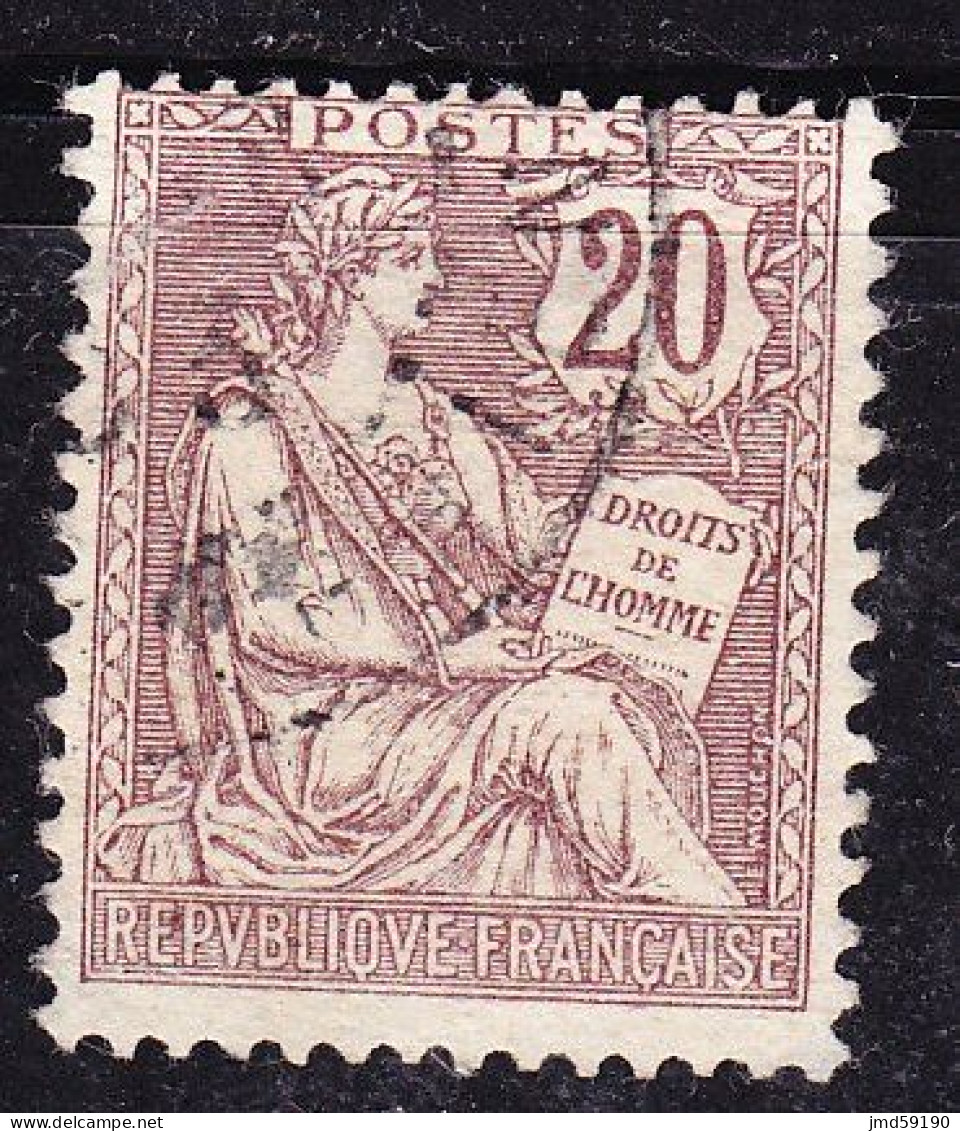 FRANCE Timbre Oblitéré N° 126, Type Mouchon Retouché 20c Brun-lilas - 1900-02 Mouchon