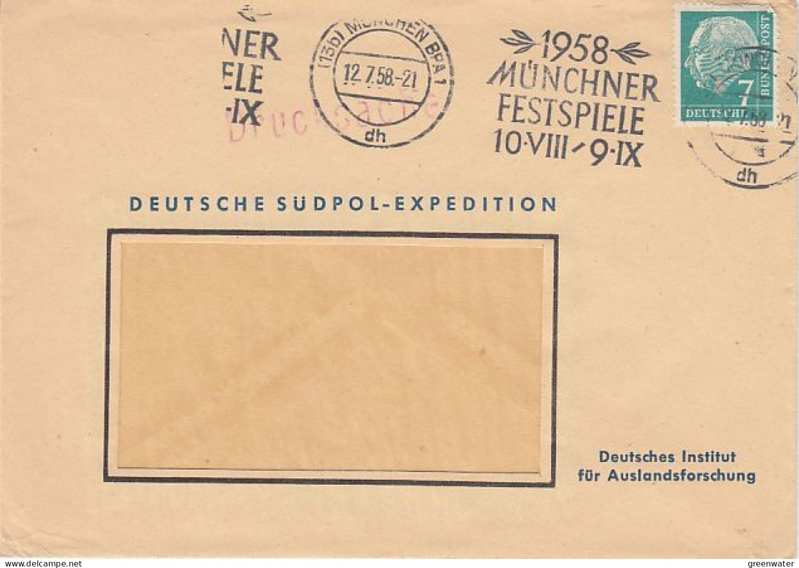 Germany Cover "Deutsche Sudpol-Expedition" Ca München 12.7.1958 (59792) - Antarctic Expeditions