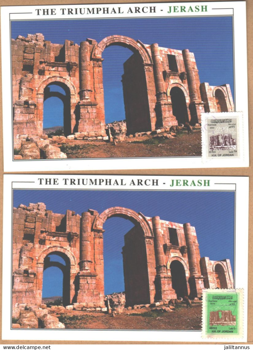 JORDAN POATCARD -  JERASH WITH STAMPS-MX.C - Jordanien